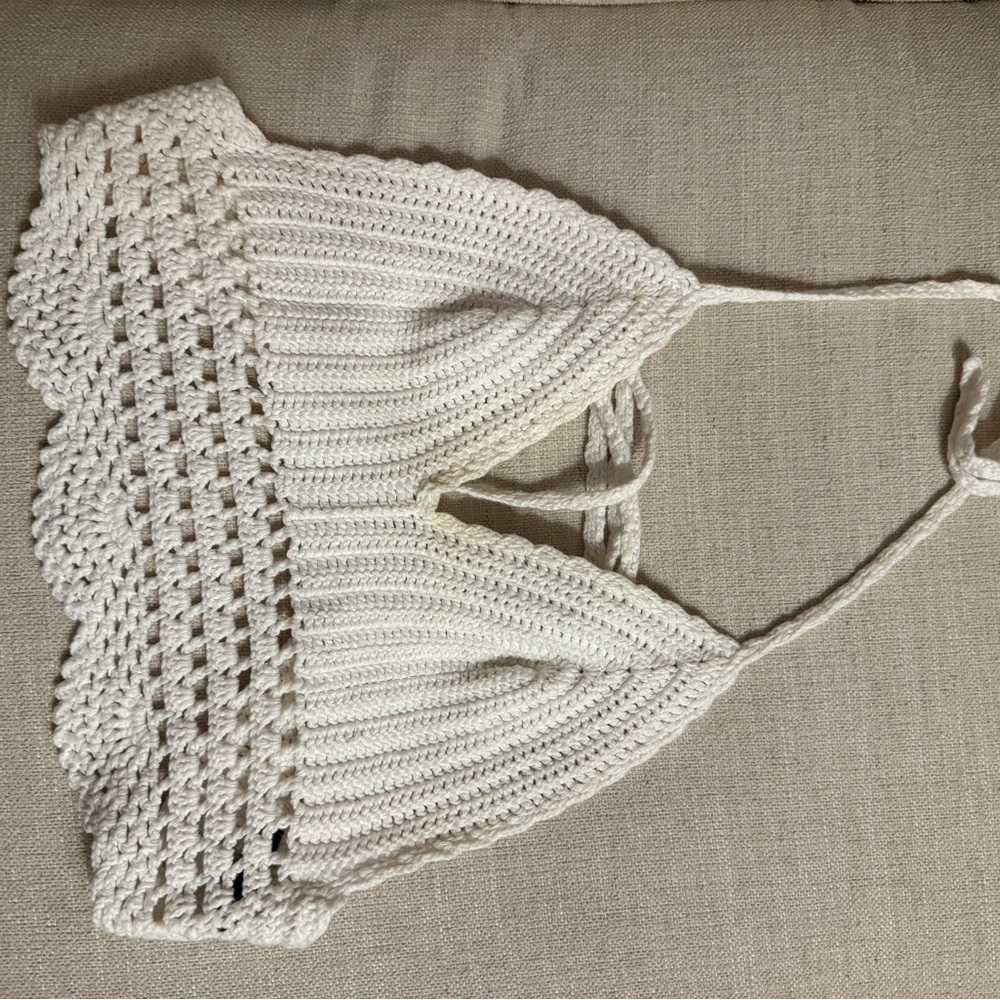 Cream Crochet Halter Top